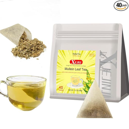 Mullein Leaf Tea - 2.2g*40 TeaBags - Re-usable for Brew - for Detox & Lungs - 100% Natural Mullein Mullein Leaf & Stem & Flower - Non-GMO - Caffeine-free - Eco-Conscious Tea Bags