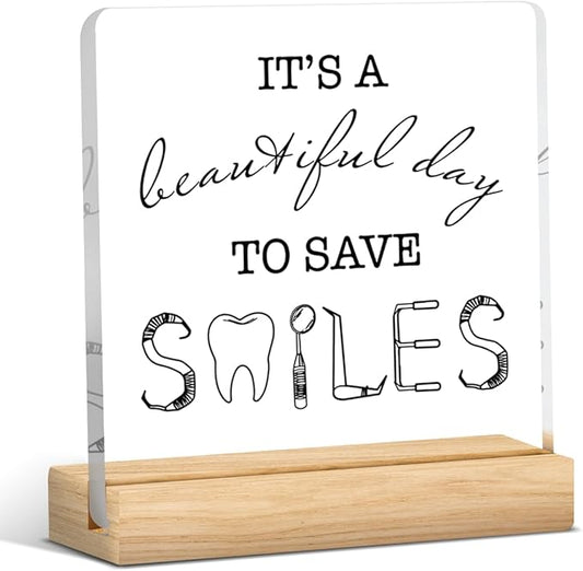 Dentist Gift Dentist Appreciation Gifts Dentist Graduation Gift for Men Women Dental Assistant Week Gifts Dental Gifts for Coworkers Dental Office Decor Acrylic Sign 4 x 4 inch