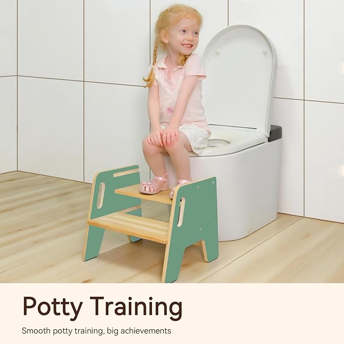 Wingyz Wooden Toddler Step Stool, Adjustable Kids Step Stool, 3-Level Height Stepstool for Bathroom Sink, Kitchen, Bedroom,Potty Training