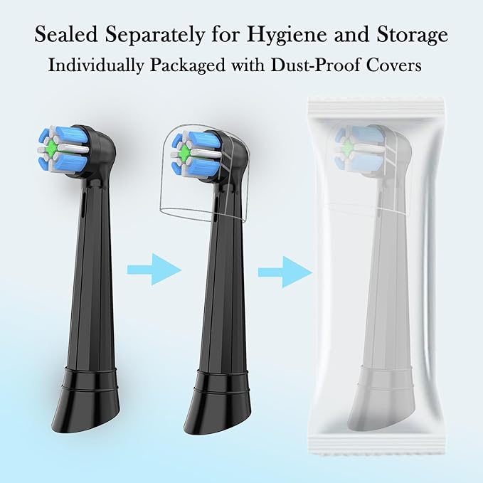 IO Replacement Brush Heads Compatible with Oral B iO Series 2-10 Electric Toothbrushes (3Black+3White, 6 PCS)