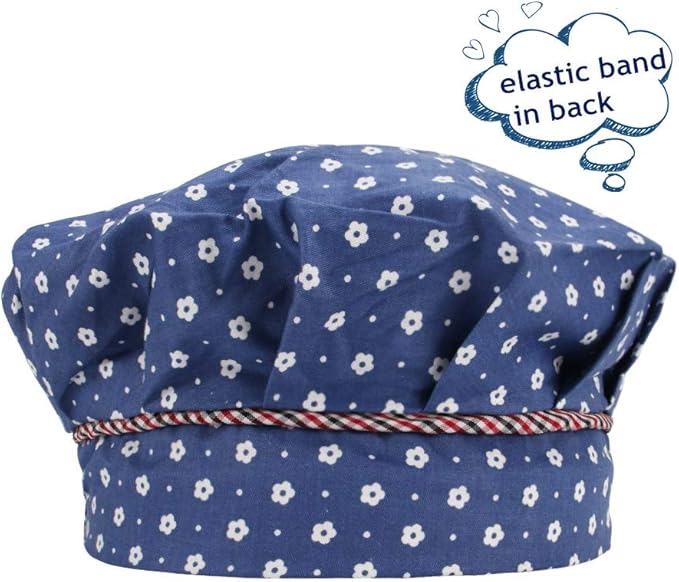 Kids Apron and Chef Hat Set, Adjustable Cotton Child Aprons with 2 Pockets Cute Girls Kitchen Bib Aprons for Cooking Baking Painting