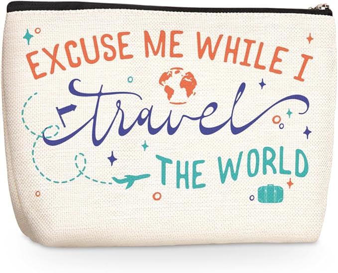 Funny Travel Gifts for Women Makeup Bag Travel Essentials Cosmetic Bags Toiletry Bag Flight Vacation Gifts for Sister Mom Travelers Girls Trip Birthday Mothers Day Anniversary