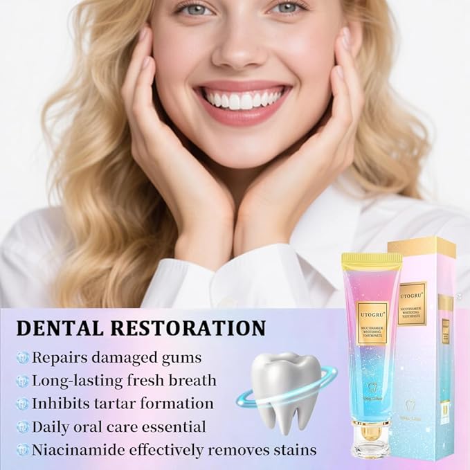 for Utogru Nicotinamide Whitening Toothpaste, Protects Enamel, Refreshes Breath & Stain Removal, Fluoride-Free Formula is Suitable for Sensitive Teeth (3.8oz/100g, 1P)