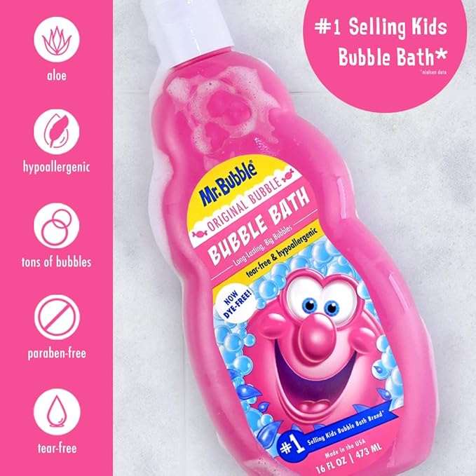 Mr. Bubble Original Bubble Bath - Great for Your Baby, Kids, and Adults - Hypoallergenic, Tear Free Bubble Bath Solution (2 Bottles, 16 fl oz Each)