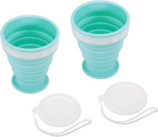 PATIKIL Collapsible Cup, 2 Pack 200mL Travel Folding Cup Silicone Portable Drinking Cup for Camping Hiking Outdoors, Blue