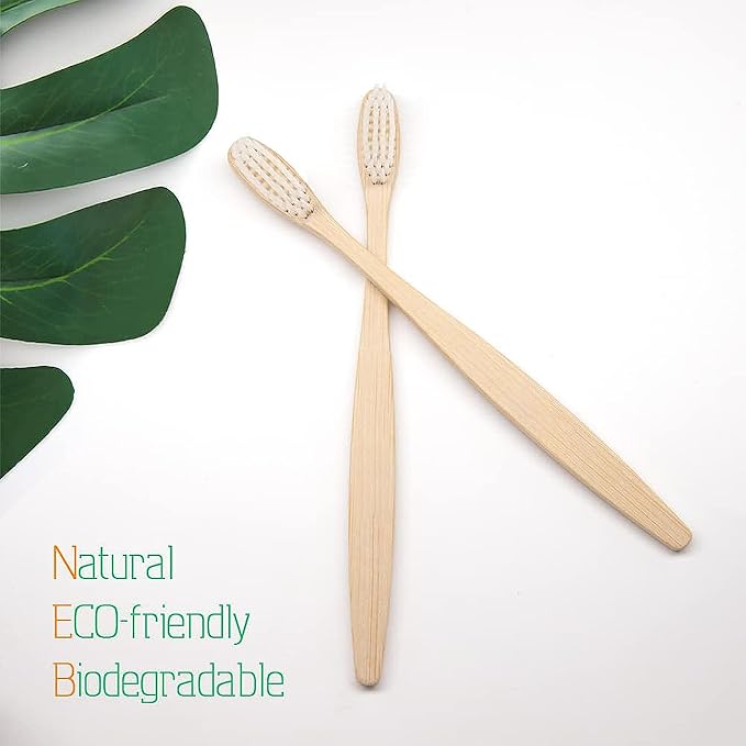 Bamboo Toothbrushes 10 Pack,Soft Toothbrushes for Adults,Plastic Free Toothbrush,Ultra Soft Bristled,Travel Tooth Brush,Eco Friendly Toothbrush,BPA Free,Natural Bamboo Tooth Brush(White)