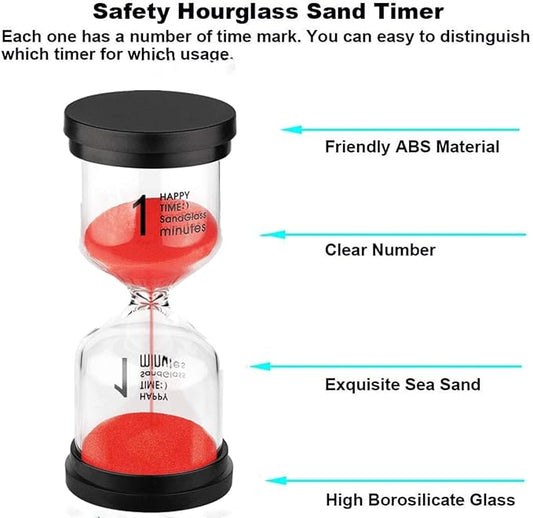 SuLiao 1 Minute Sand Timer, Plastic Red Sand Clock 1 Min, Mini Reloj De Arena One Minuto, Colorful Hourglass Sandglass for Kids, Student, Classroom, Decorative