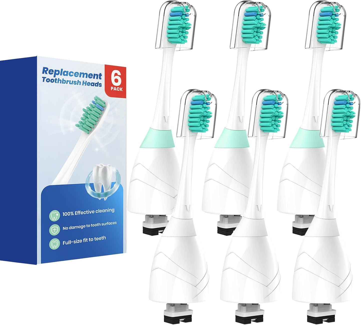 Replacement Heads for Philips Sonicare - Replacement Toothbrush Head Compatible with Phillips Sonicare Screw-on Electric Brush Head for E-Series, Essence, Xtreme, Elite, Advance and CleanCare, 6 Pack