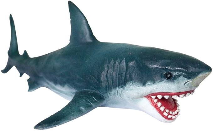 Gemini&Genius Sea Animal Great White Shark Action Figure Megalodon Shark Model Toy Soft Rubber Realistic Ocean Shark Educational and Role Play Toys for Kids and Collectors (Great White Shark)