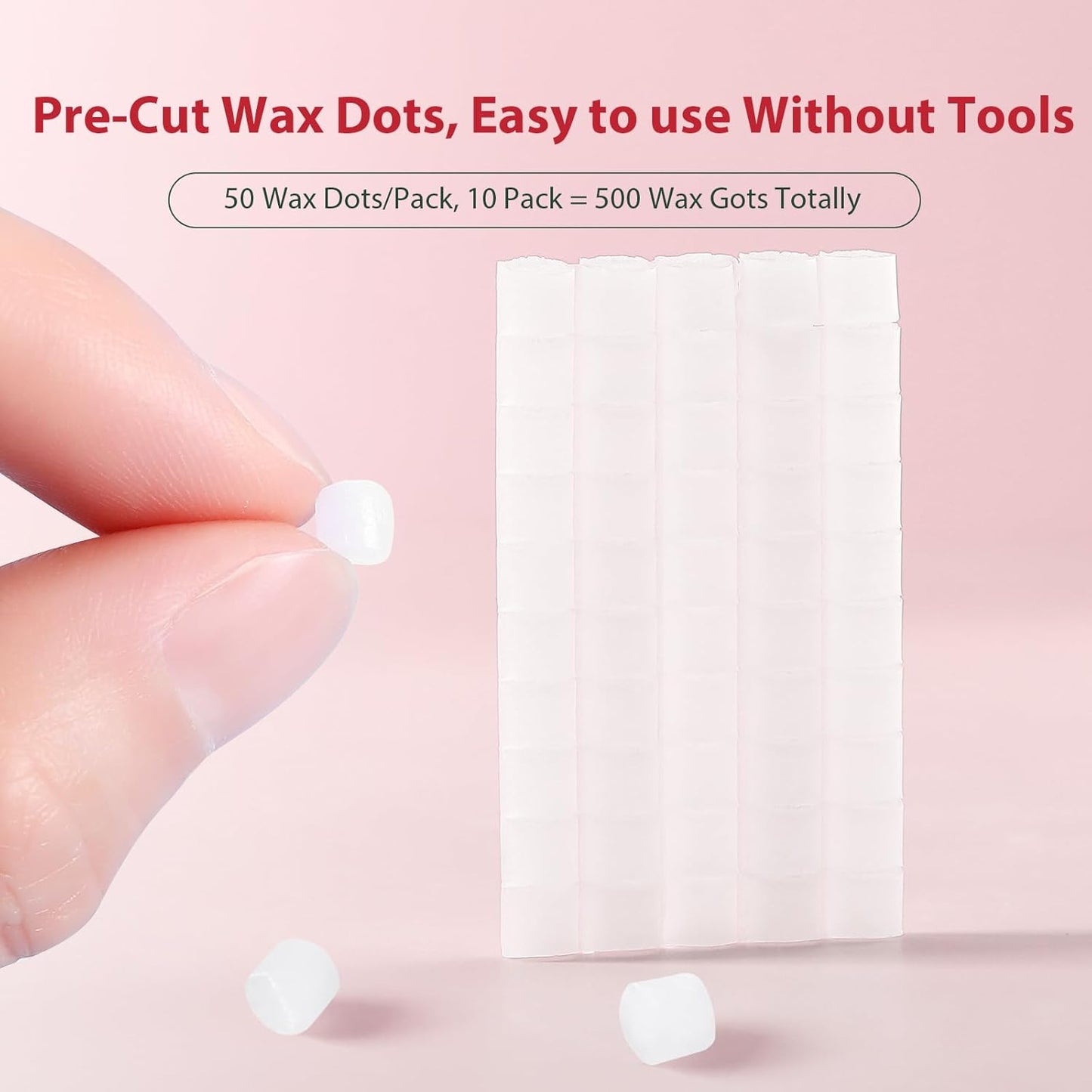 JMU 10 Pack Orthodontic Wax for Braces, 500 Precut Wax Dots, Strawberry Flavored for Fresh Breath, Safe for Sensitive Teeth & Braces Care