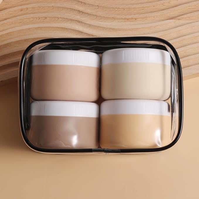 Travel Containers for Toiletries, Silicone Cream Jars BPA-Free, Leak-proof 2oz Travel Size Containers, Portable Size Silicone Jars with Lid for Cosmetic Face Hand Body Cream (4 Pack)
