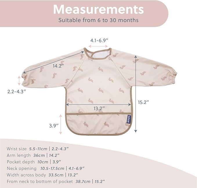 BIBaDO Mess Proof Baby Bib, 2 Pack Long Sleeve Bib, 6 month - 3 Years, Waterproof Bibs for Toddlers, Machine Washable