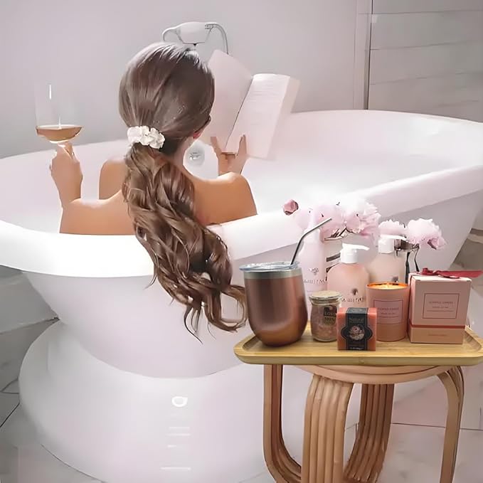 Wood Vanity Tray, Bathroom Counter Solid Bamboo Organizer, Toilet Tank Top Wooden Serving Plate for Dinner Tea Coffee (Natural Bamboo Color, 14 x 5.9 inch)