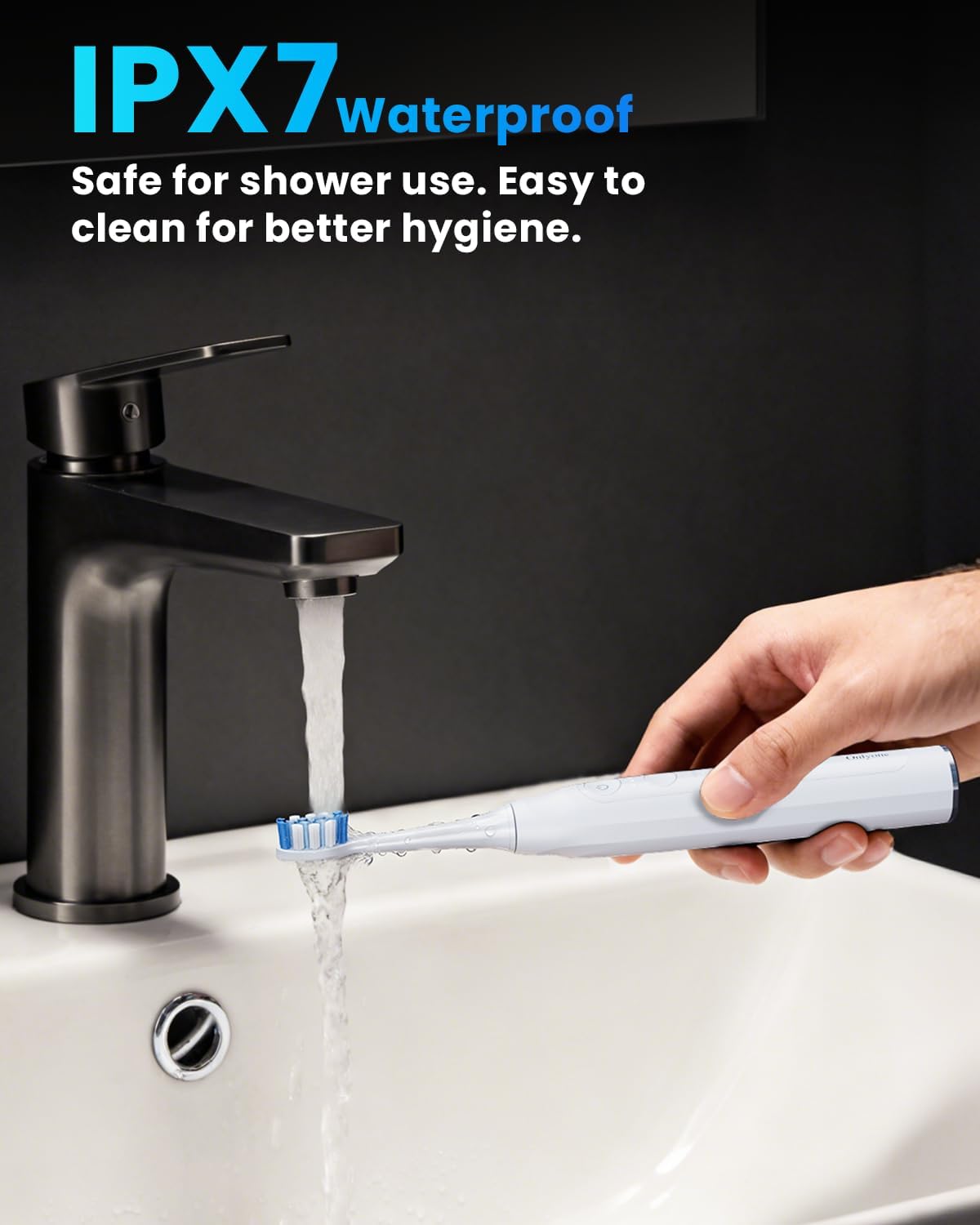 Onlyone Sonic Electric Toothbrush for Adults, Rechargeable Ultrasonic Electric Toothbrush with 8 Brush Heads, Travel Case, Charging Base & Wireless Charging - 5 Modes with Smart Timer