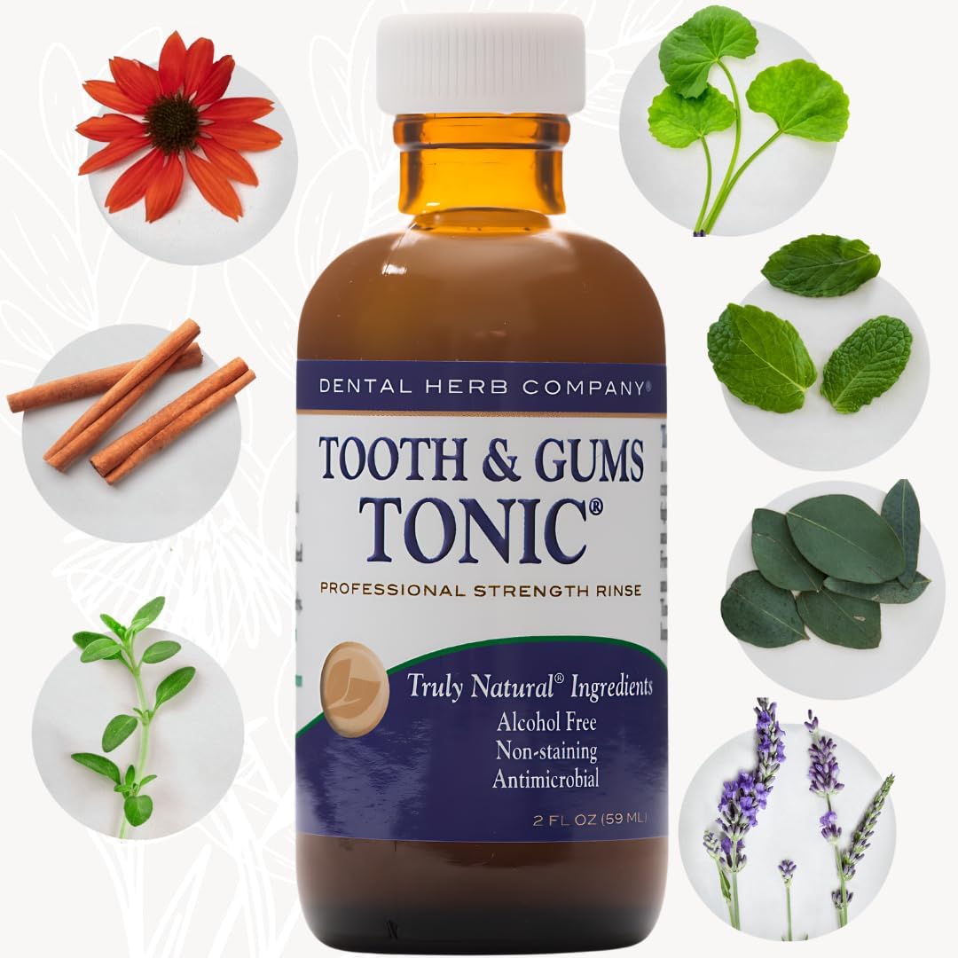 Dental Herb Company Tooth & Gums Tonic Mouth Wash - Travel Size ** (2 oz.) ** Made with Pure Essential Oils to Relieve Bad Breath, Bleeding and Irritated Gums.