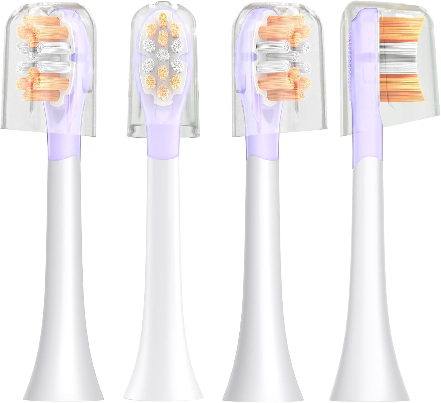 ASYH 4Pcs Replacement Toothbrush Heads Compatible with Philips Sonicare Snap-on Electric Toothbrushes, Medium Soft Brush Heads (Orange)