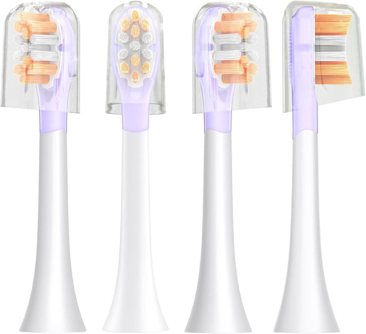 ASYH 4Pcs Replacement Toothbrush Heads Compatible with Philips Sonicare Snap-on Electric Toothbrushes, Medium Soft Brush Heads (Orange)