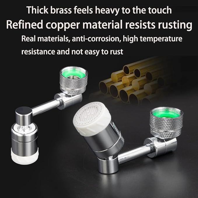 1080° Swivel Faucet Extender Faucet Extender Universal Sink Faucet Adapter with 2 Mode Rotatable Faucet Aerator Heavy Duty Brass Splash Filter Extension for Kitchen Bathroom Sink