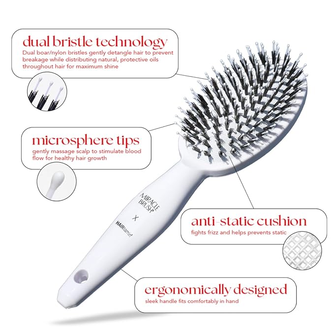 Hairtamin Hair Brush for All Hair Types | Paddle Brush for Blow Drying, Detangling, and Straightening | Anti-Static, Lightweight, and Ergonomic Design | Hair Brush for Men, Women, Kids, and Pets
