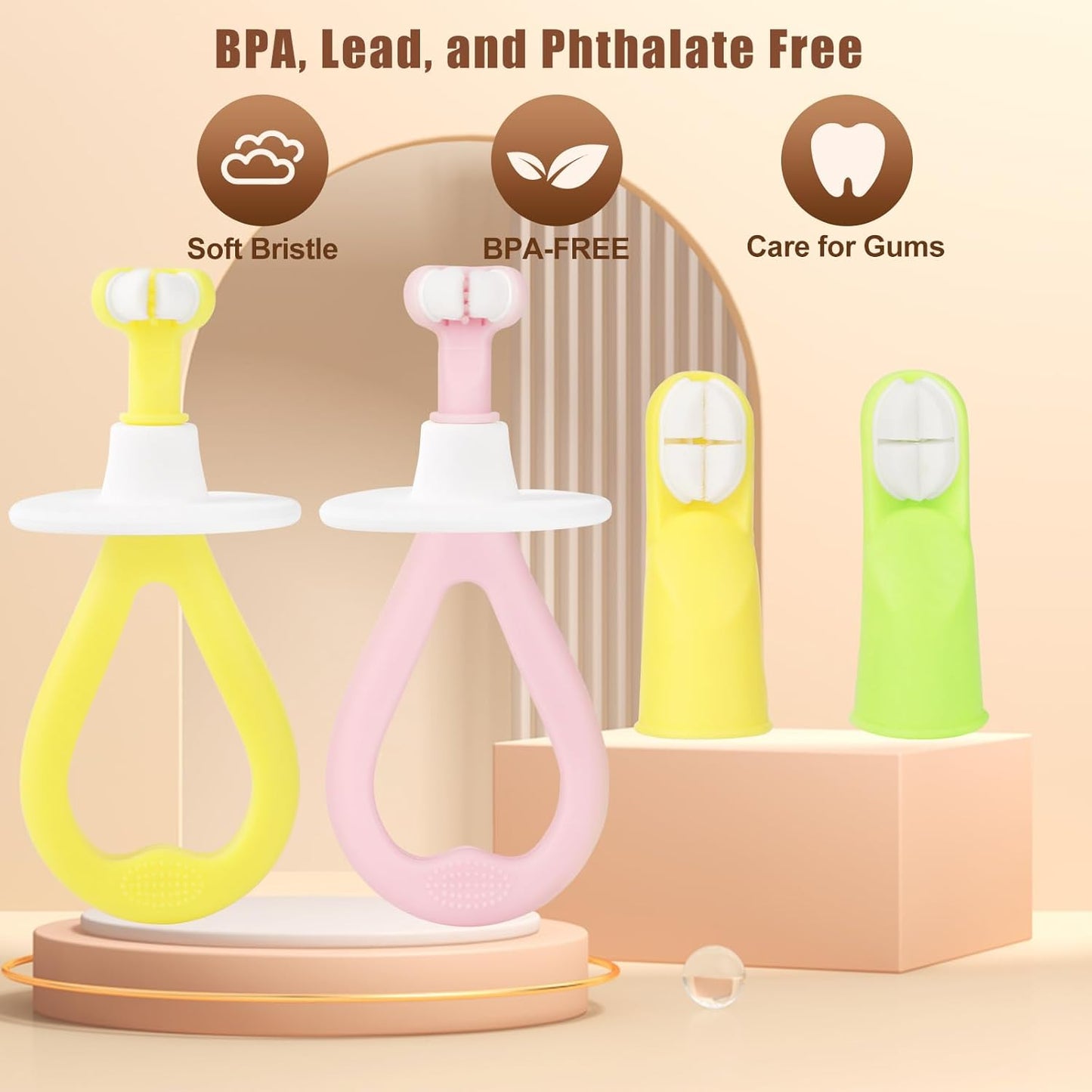 Socub Baby Finger Toothbrush, 2Pcs Upgraded First Finger Toothbrush for Infants & Toddlers, Training Toddler Tooth Brush for Gentle Oral Care, Cleans All Sides at Once, BPA Free, 3Month+