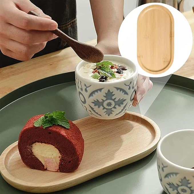 1PCS Bamboo Bathroom Trays - Suitable for The Bathroom,Kitchen,Breakfast Tray and Decorative Tray (8.46 in * 4.53 in)