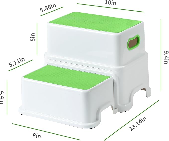 Victostar Toddler Step Stool,2 Kids Step Stool for Bathroom Sink,Baby Potty Stool with Anti-Slip Surface and Rubber Bottom,Plastic Stool with Handle for Toilet Potty Training Bathroom Kitchen