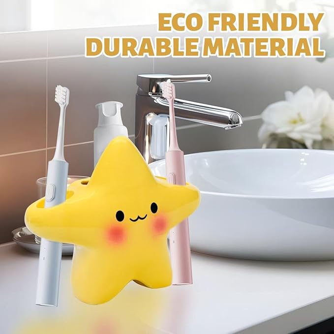 Toothbrush Holder, Yellow Ceramic Multi-Purpose Organizer for Bathroom Decor, Makeup Brush Stand, Bathroom, Kitchen, Bedroom, Office Decor