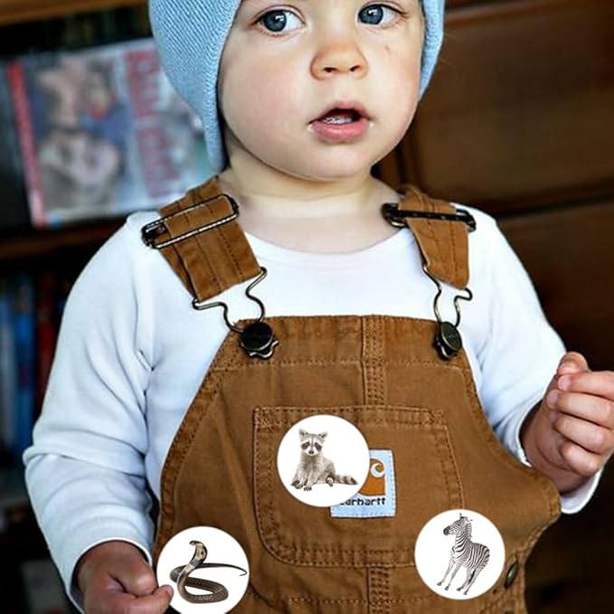 600Pcs Round Animals Stickers Roll 1.5 Inch Animals Label Stickers for Kids Party Favors Teacher Reward Encouragement Motivational Stickers