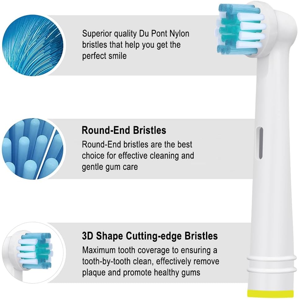 Toothbrush Replacement Heads Refills for Oral B - Precision Clean Brush Head for Gentle & Effective Cleaning and Optimal Dental Care, by DeBizz (12)