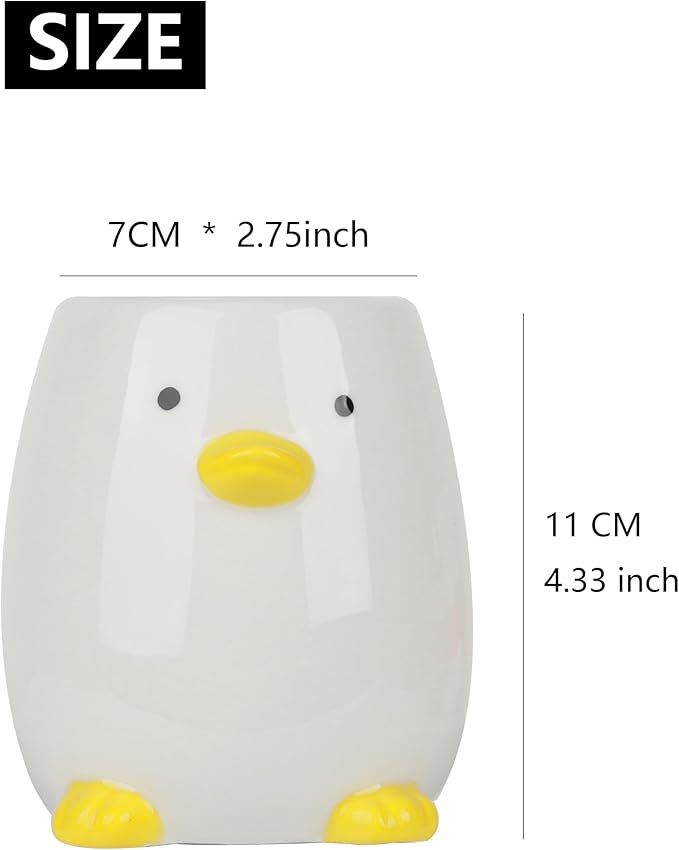 White Ceramic Chick-Shaped Toothbrush Holder, Multi-Functional Storage Cup. Suitable for Bathroom, Kitchen, Bedroom, and Office Decoration (1piece, Chick Design).