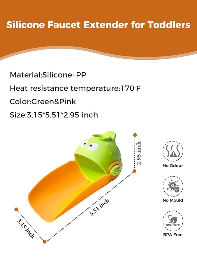 Faucet Extender for Toddlers, Silicone Sink Extender for Toddlers Faucet Extender for Kids, Suitable for Bathroom Sink, Kitchen,Bathtub (2 Pack)