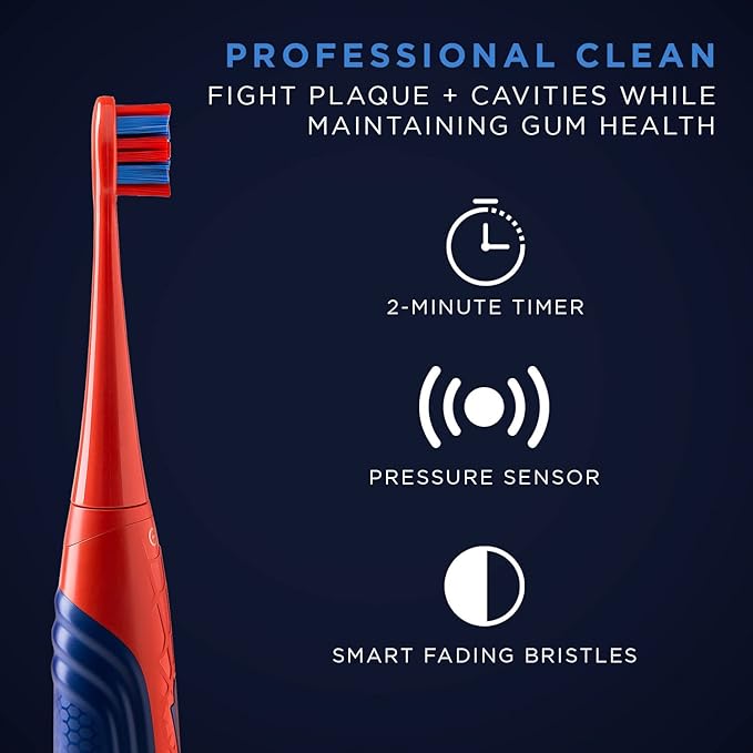 evo SPM-1 Rechargeable Sonic Toothbrush, Marvel Spider-Man, Marvel Comics, Marvel Gifts for Men, Mens Gift Set, Accessories Included - Standard Edition