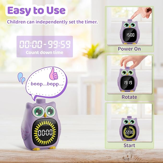 Visual Timer for Kids 99 Minute Kid Timer Visual Countdown Focus Smoother Routines for ADHD Autism Toddler Classroom Home Silent Management Tools Purple