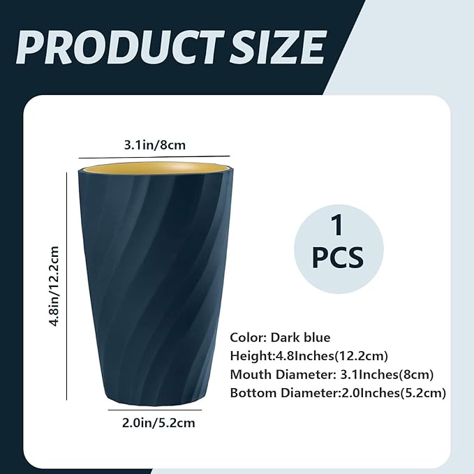 Unbreakable Bathroom Tumbler Cup, Reusable Toothbrush Cup, Toothbrush Holder Organizer, Portable Mouthwash, Dental Rinsing, Multi-Functional Gargling Drinking for Home Travel (Navy Blue)
