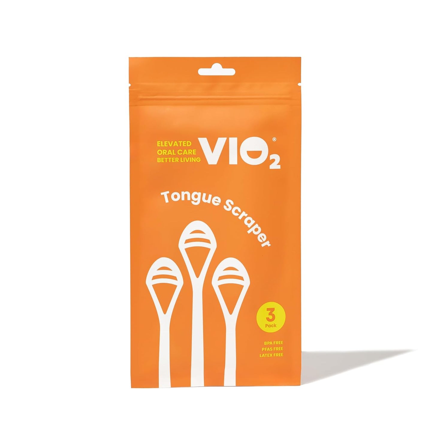 VIO2 Tongue Scraper - Pack of 3 REUSABLE - BPA Free, PFAS Free, Latex Free, KID FRIENDLY