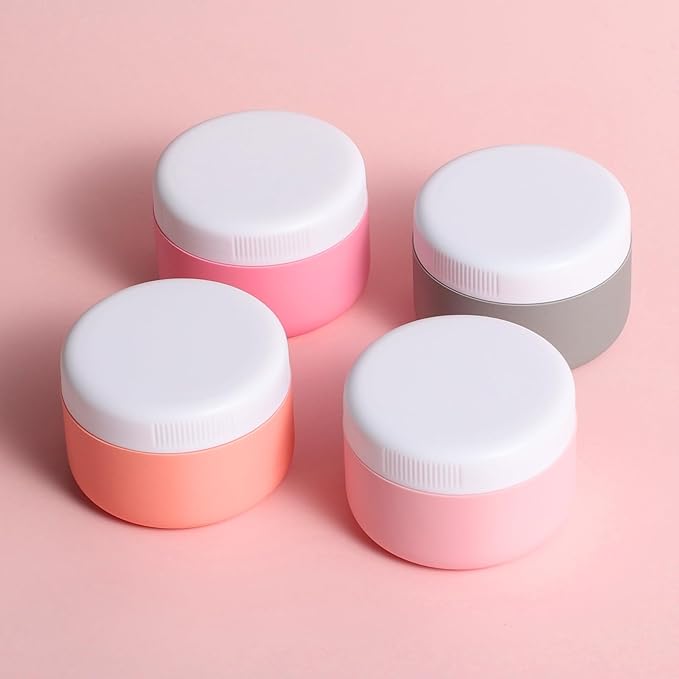 Travel Containers for Toiletries, Silicone Cream Jars BPA-Free, Leak-proof 2oz Travel Size Containers, Portable Size Silicone Jars with Lid for Cosmetic Face Hand Body Cream (4 Pack)