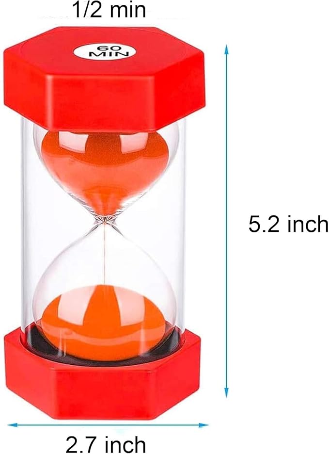SuLiao Sand Timer 2 Minute Hourglass: Colorful Plastic Sand Clock, Large Red Sand Watch, Reloj de Arena 2 Minuto, Unbreakable Sandglass for Childs, Office, Games, Decorative