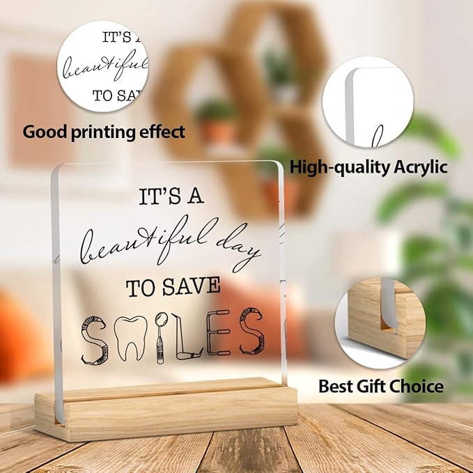 Dentist Gift Dentist Appreciation Gifts Dentist Graduation Gift for Men Women Dental Assistant Week Gifts Dental Gifts for Coworkers Dental Office Decor Acrylic Sign 4 x 4 inch