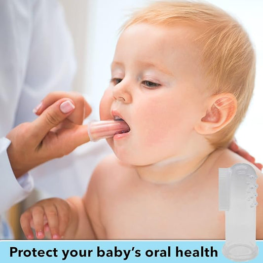 Baby Finger Toothbrush (Set of 3) - Silicone Baby Toothbrush with 3 Cases in Blue, Pink & Clear- Toddler Training Toothbrush - Newborn Oral Massager - Easy Oral Hygiene for Kids & Pets