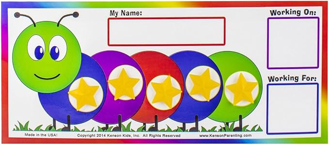 Kenson Kids “I Can Do It!” Caterpillar Token Board Dry Erase Star Chart for Kids Incentive – Ages 3-10 Colorful Magnetic Reward Chart with Positive-Reinforcement Stars and Customizable Goal Box.