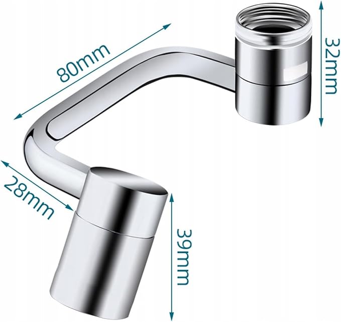 Universal Sink Faucet 1440° Rotatable Faucet Aerator Extender, U-Shaped Faucet Extender for Toddlers, Flexiflow 1080° Rotating Faucet Extender - 2 Modes Adjustable for Bathroom Sinks/Kitchens (Silver)