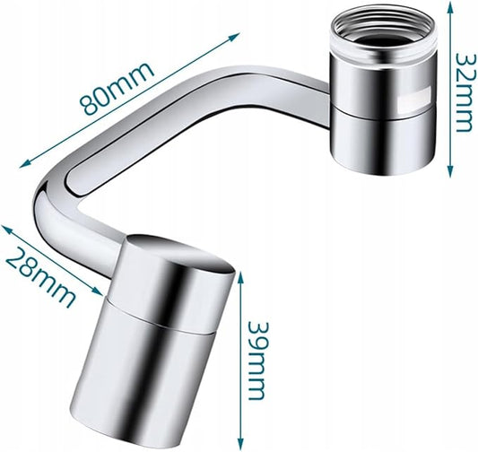 Universal Sink Faucet 1440° Rotatable Faucet Aerator Extender, U-Shaped Faucet Extender for Toddlers, Flexiflow 1080° Rotating Faucet Extender - 2 Modes Adjustable for Bathroom Sinks/Kitchens (Silver)
