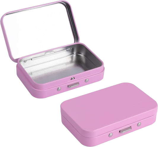 2Pack Dental Floss Portable Case with Mirror,Refillable Portable Floss Pick Holder Container,Small Floss Dispenser for Travel, Dates,Dinners and Hotels(Pink)