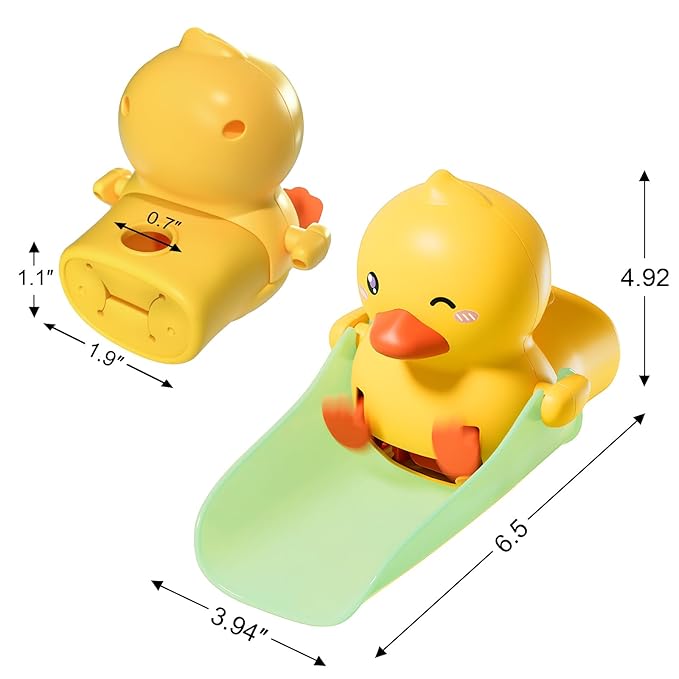 Skyroku Duck-Tastic Faucet Extender for Toddlers – Kicking Legs Fun! Splash-Proof & Easy Install Sink Extender for Kids (Yellow&Green)