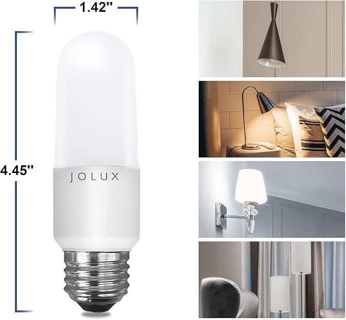 Jolux LED Stick Light Bulbs, Enclosed Fixture Rated, 60W Equivalent, 3000K Warm White,800 Lumen,Medium Screw Base E26 led Bulbs,Non-Dimmable,6 Count (Pack of 1)…