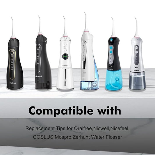 Replacement Tips for Oralfree,Nicwell,Nicefeel,COSLUS,Mospro,Zerhunt,McNaval Water Flosser, Replacement Heads Oral Irrigator Jet Tip Nozzel,White（3 Pack）