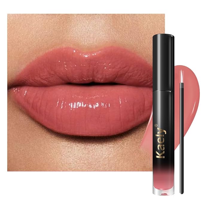 Kaely Longwear No-Budge Lipstick for Women, Highly Pigmented Liquid Lip Color Makeup, Non-Transfer Lip Gloss Stain Waterproof Smudge Proof 24 Hour, Instant Shine, Vegan & Cruelty-Free, 11 PEACHY