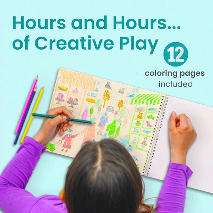 Cupkin Snow Day Sticker Book Activity for Kids, Side by Side Winter Sticker Book, Fun Kid Road Trip Activity, 500+ Kids Stickers + 12 Scenes and Coloring Pages, Crafts for Ages 2-8