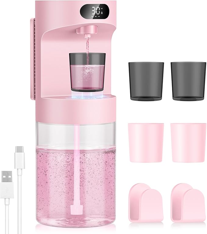 Automatic Mouthwash Dispenser for Bathroom,20.29 oz Touchless Electric Mouth Wash Dispensers Bathroom Accessories Set with 4 Magnetic Cups,4 Modes Wall Mounted Mouth Wash Dispenser for Home & Kids