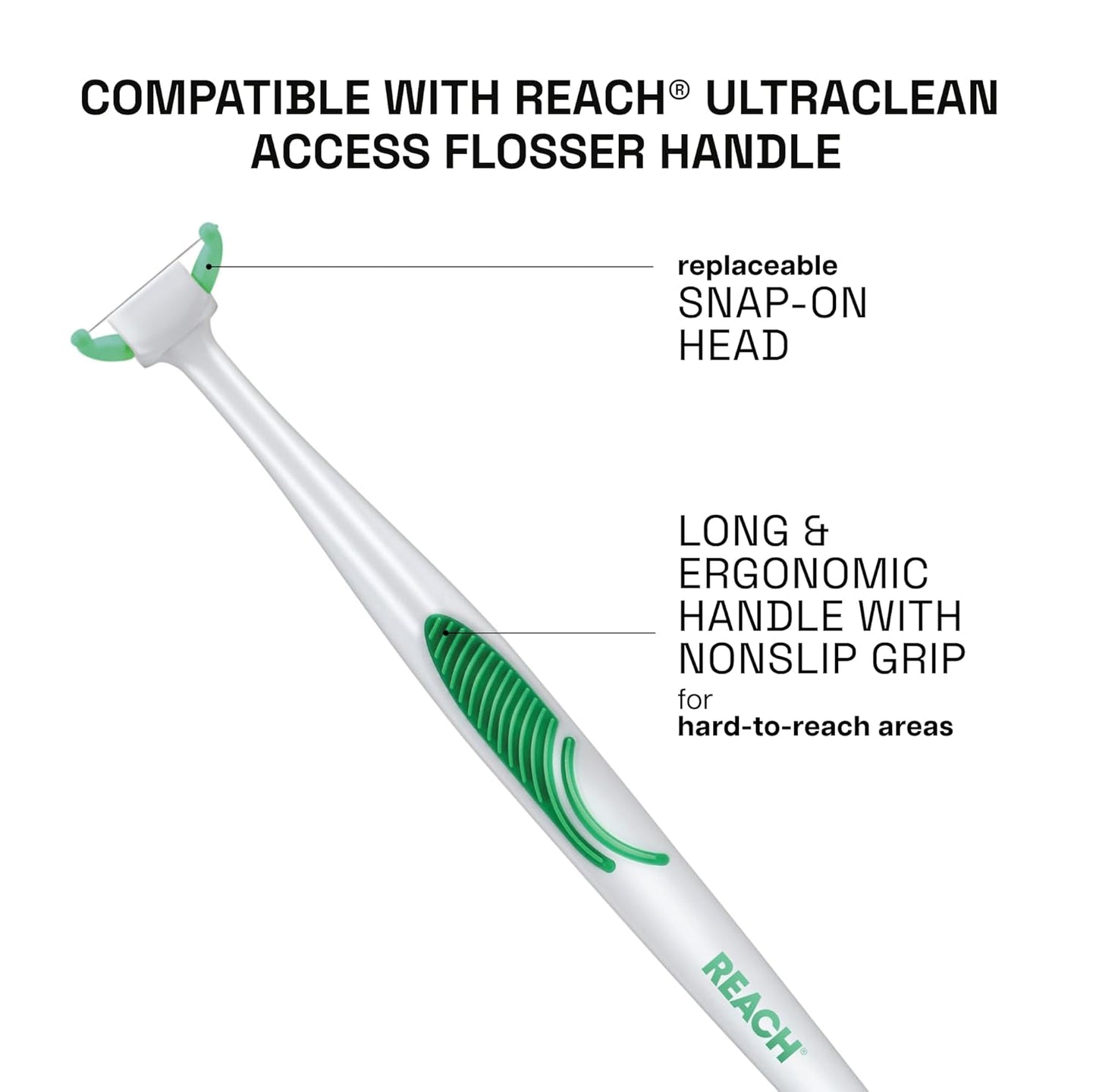 REACH Ultraclean Access Flosser Refill Heads, Mint, Plaque Remover for Teeth, Shred Resistant, for Hard to Reach Areas, Oral Care, PFAS Free, for Adults & Kids, 6 Pack, 28 Count